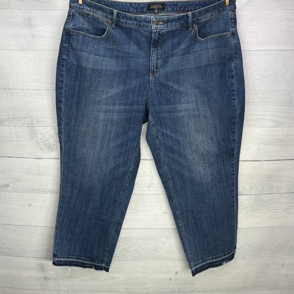 Talbots Flawless Five Pocket Jeans Womens 22W Blue Straight Raw Hem Release Hem - Picture 2 of 11